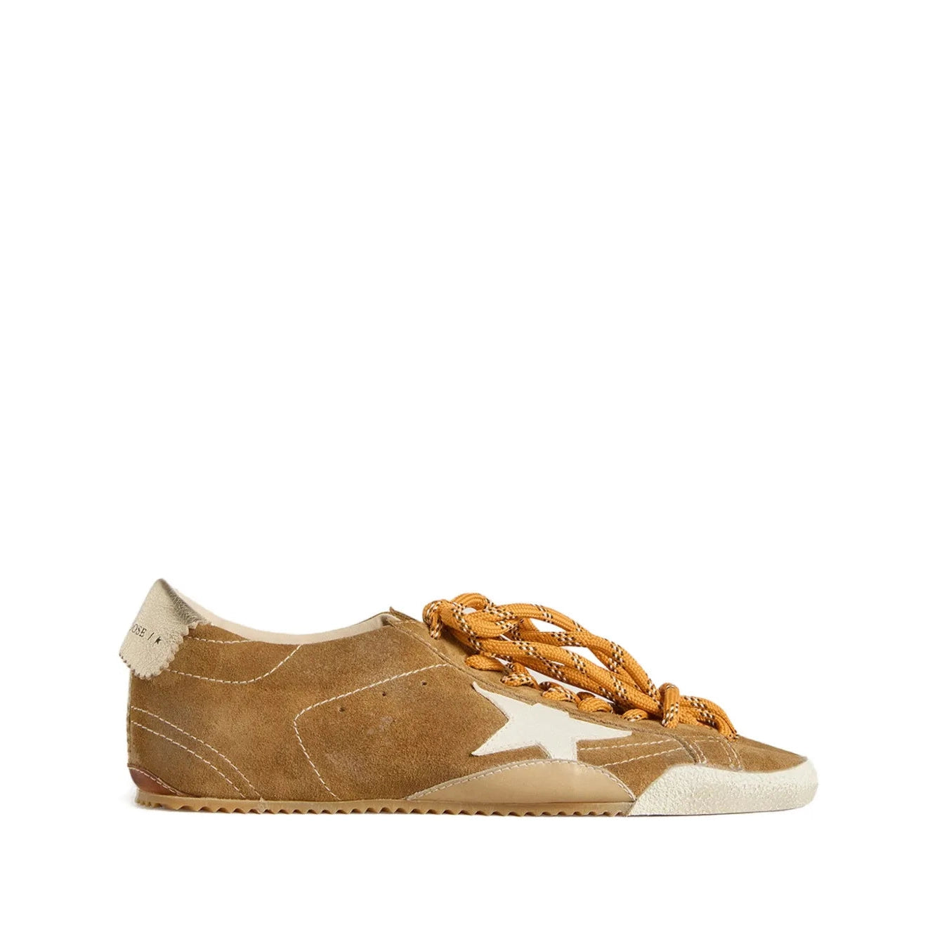 Golden Goose True-Star in tobacco-colored suede with white star