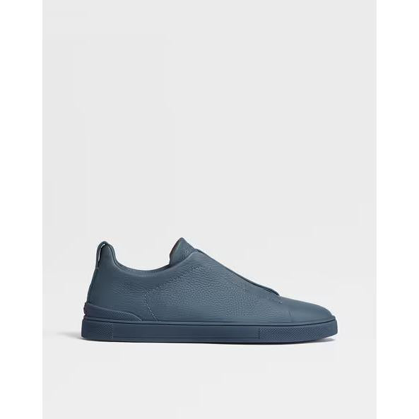 Zegna Triple Stitch Avio Blue leather sneakers