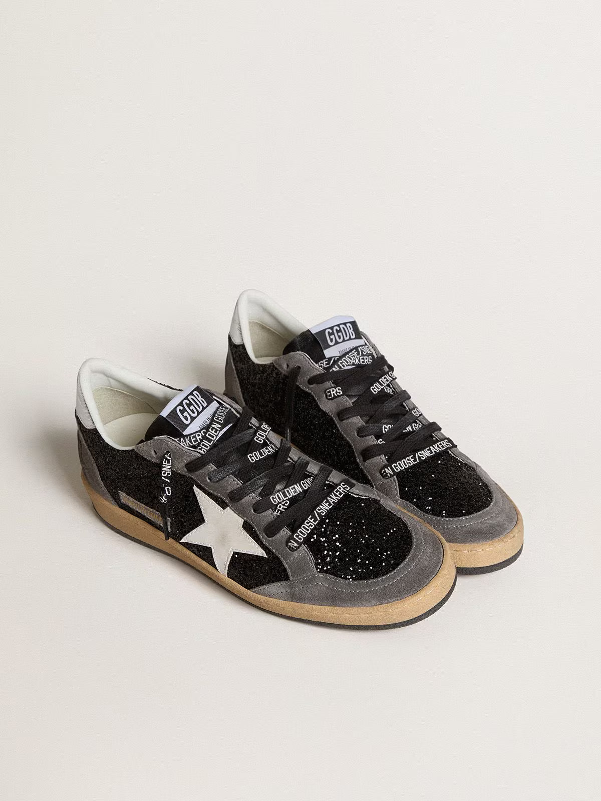 Golden Goose Women's Ball Star in glitter with leather star and metallic leather