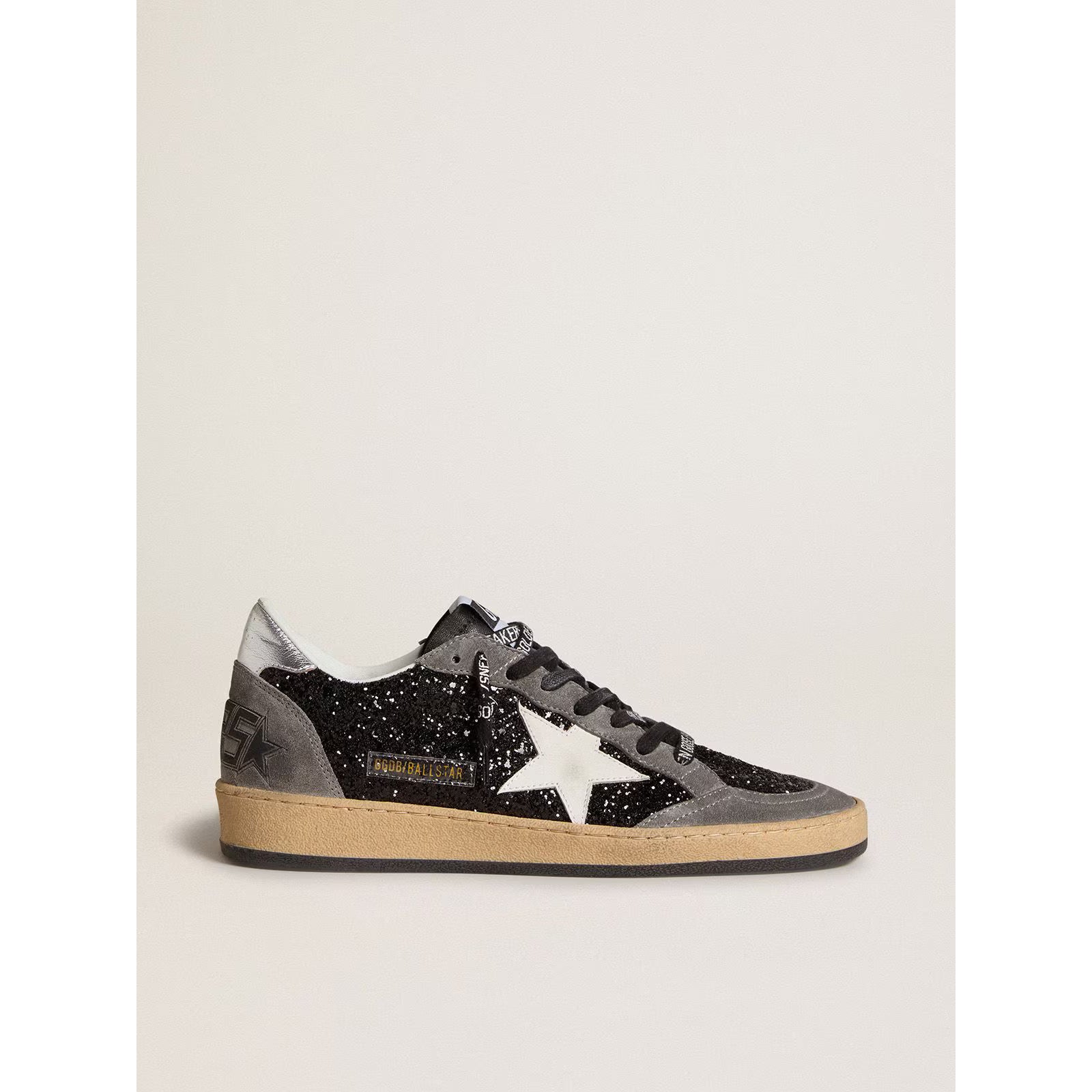Golden Goose Women's Ball Star in glitter with leather star and metallic leather
