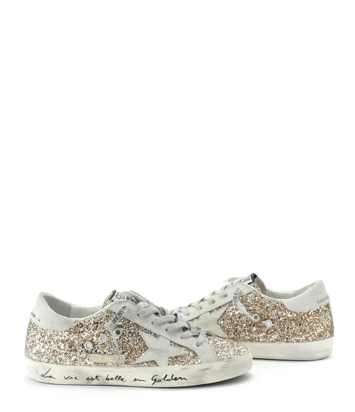 Golden Goose Women's Superstar Glitter Low Top Sneakers in gold