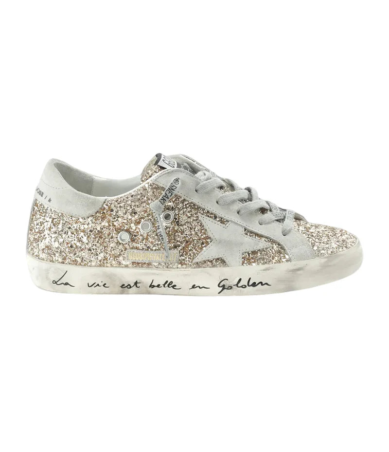 Golden Goose Women's Superstar Glitter Low Top Sneakers in gold
