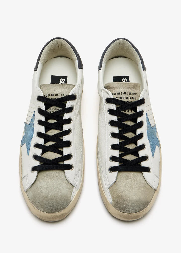Golden Goose Super-Star with a light blue suede star