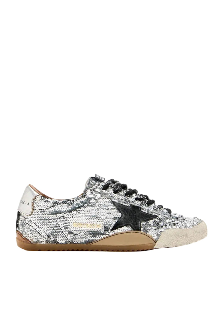 Golden Goose True-Star in silver sequins with black star