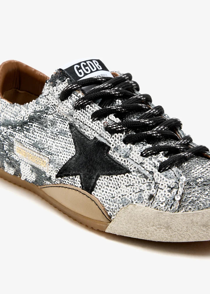 Golden Goose True-Star in silver sequins with black star