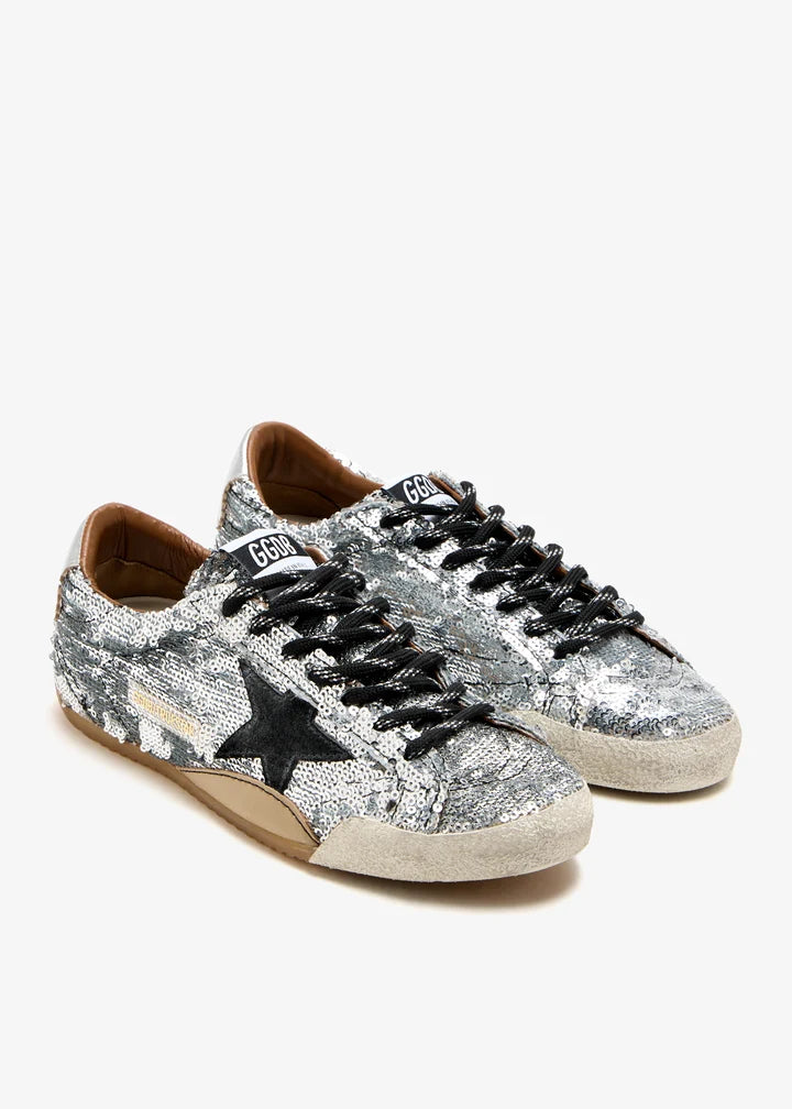 Golden Goose True-Star in silver sequins with black star