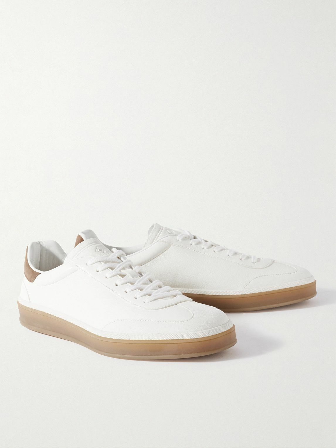 Loro Piana - Tennis Walk Suede-Trimmed Leather Sneakers - Neutrals