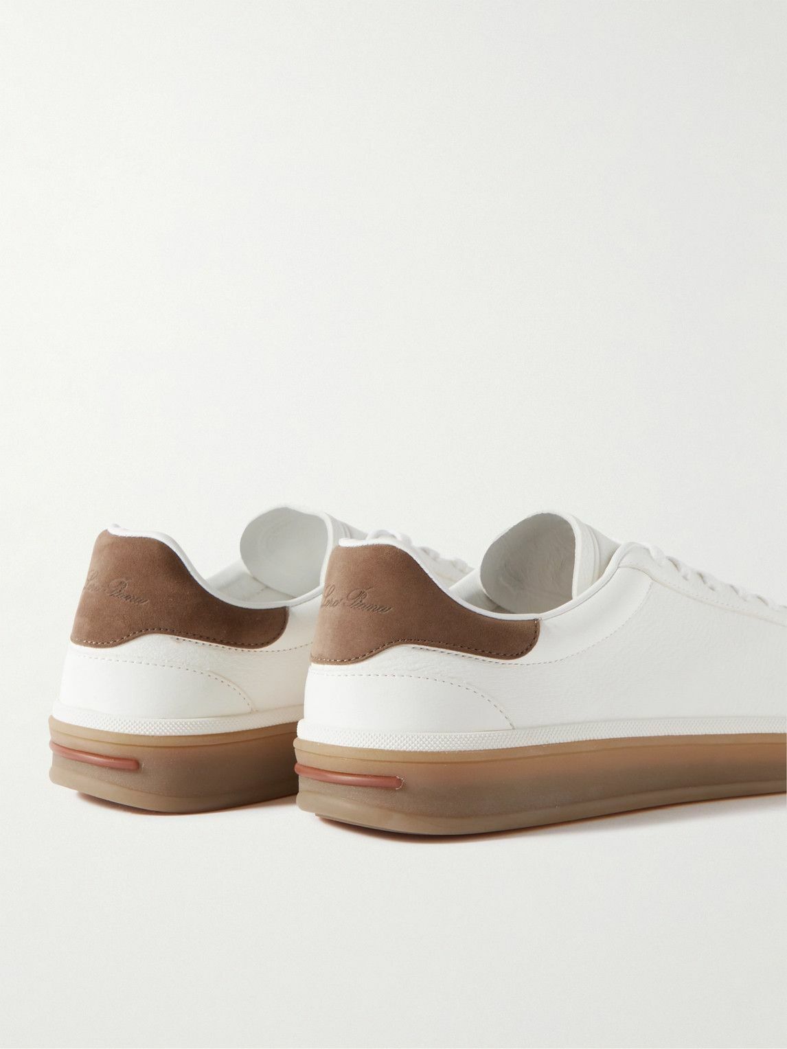 Loro Piana - Tennis Walk Suede-Trimmed Leather Sneakers - Neutrals