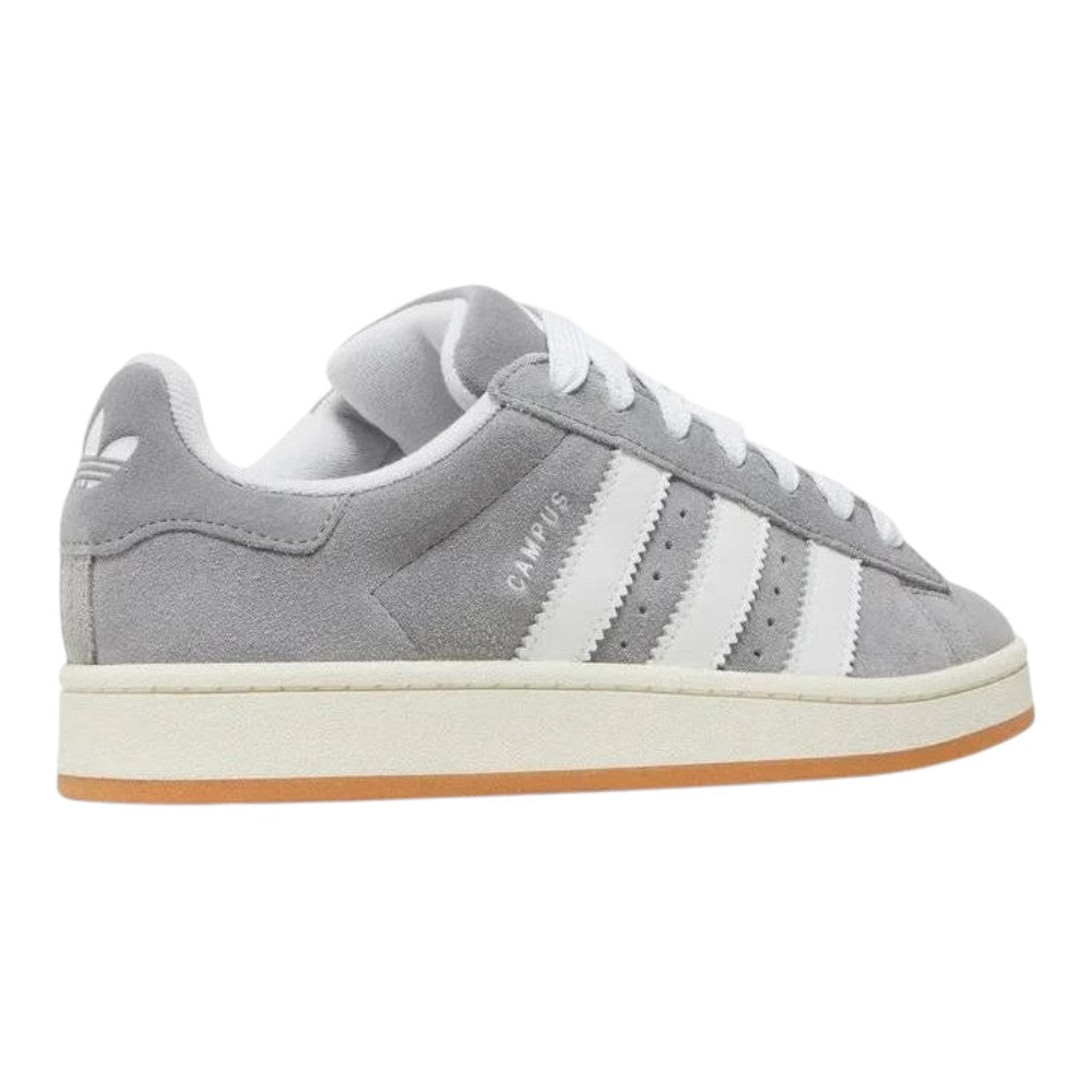 Luxurykicks.store adidas Campus 00s sneaker in grey suede with white stripes and a classic gum rubber outsole