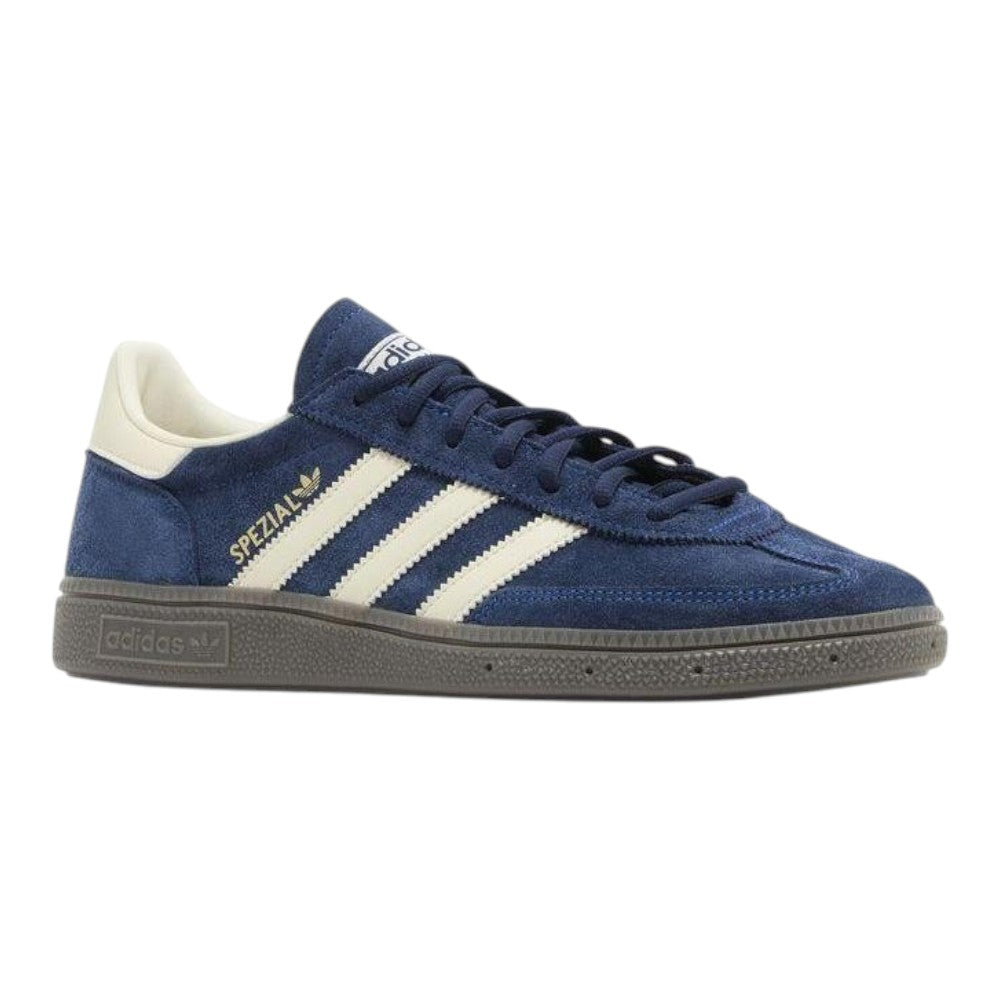 Luxurykicks.store adidas Handball Spezial sneakers in night indigo suede with white stripes and gum rubber sole.