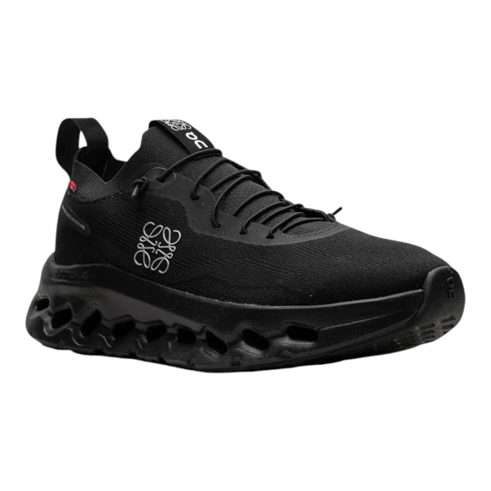 Luxurykicks.store On Running x Loewe Cloudtilt all black performance sneakers with signature CloudTec sole