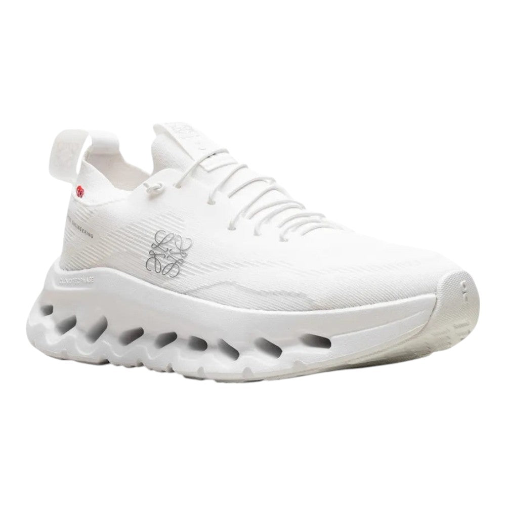 Luxurykicks.store On Running x Loewe Cloudtilt all-white performance sneakers with signature CloudTec sole