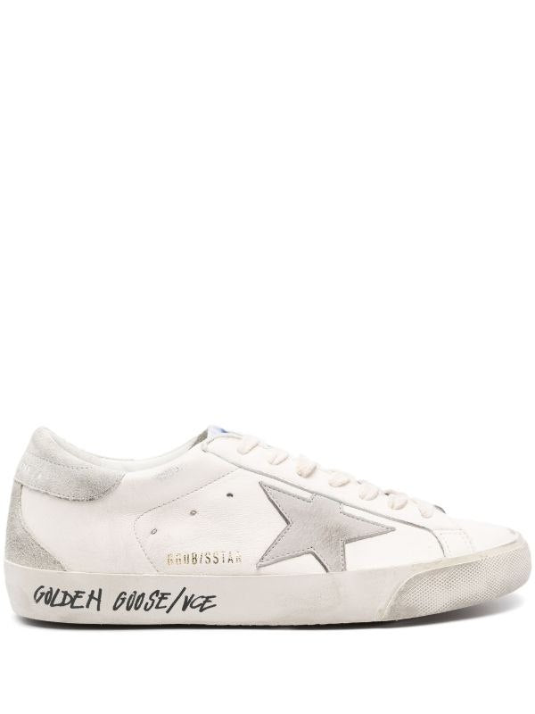 Golden Goose Super-Star Classic Sneakers in white leather with an ice-gray suede star and heel tab