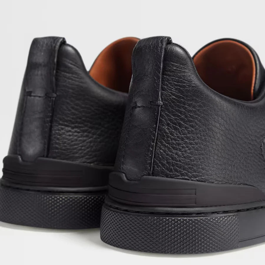 Zegna black deerskin Triple Stitch sneakers