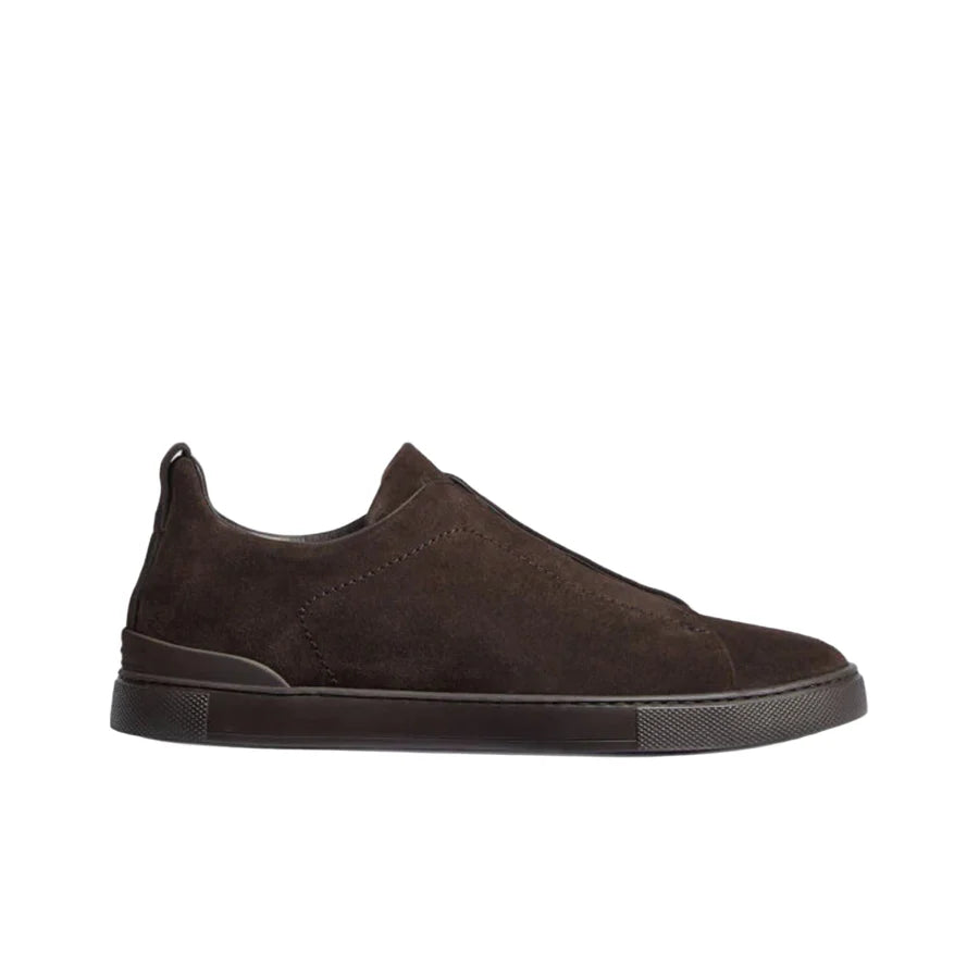 ZEGNA Triple Stitch low-top sneakers in brown suede