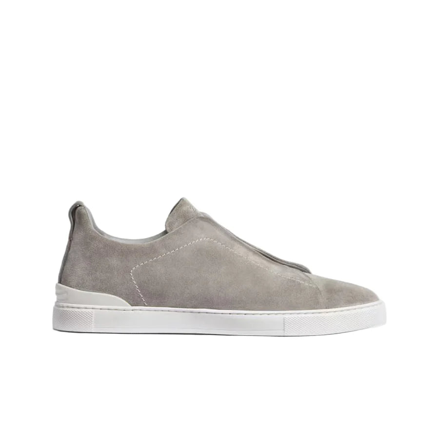 Zegna Triple Stitch grey Suede Sneakers