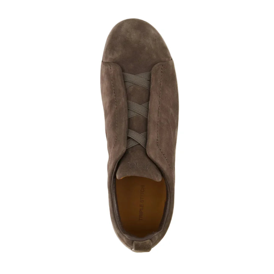 Zegna Triple Stitch™ brown suede sneakers