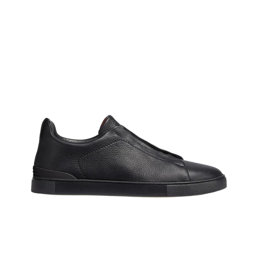 Zegna black deerskin Triple Stitch sneakers