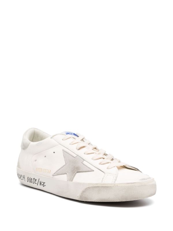 Golden Goose Super-Star Classic Sneakers in white leather with an ice-gray suede star and heel tab