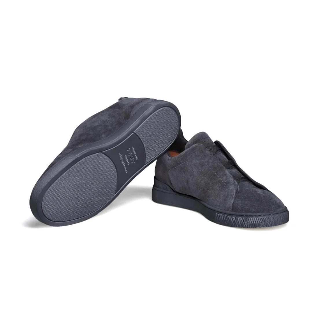 Zegna Triple Stitch Blue Suede Sneaker