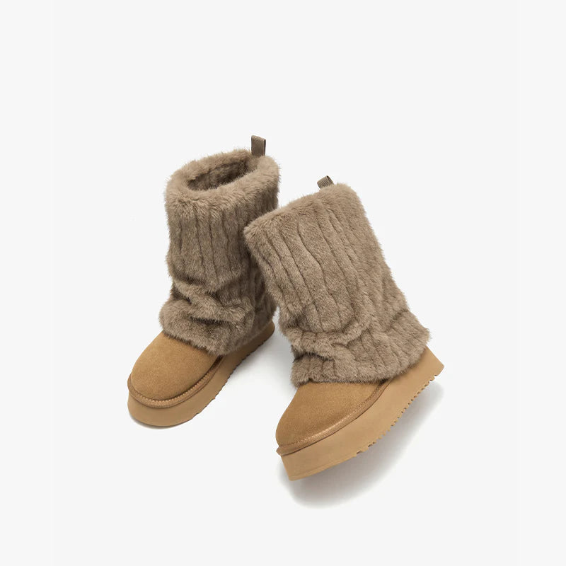 UGG Platform Furry Ankle Cuff Booties