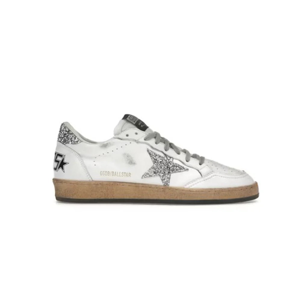 Golden Goose Ball Star White Silver Glitter