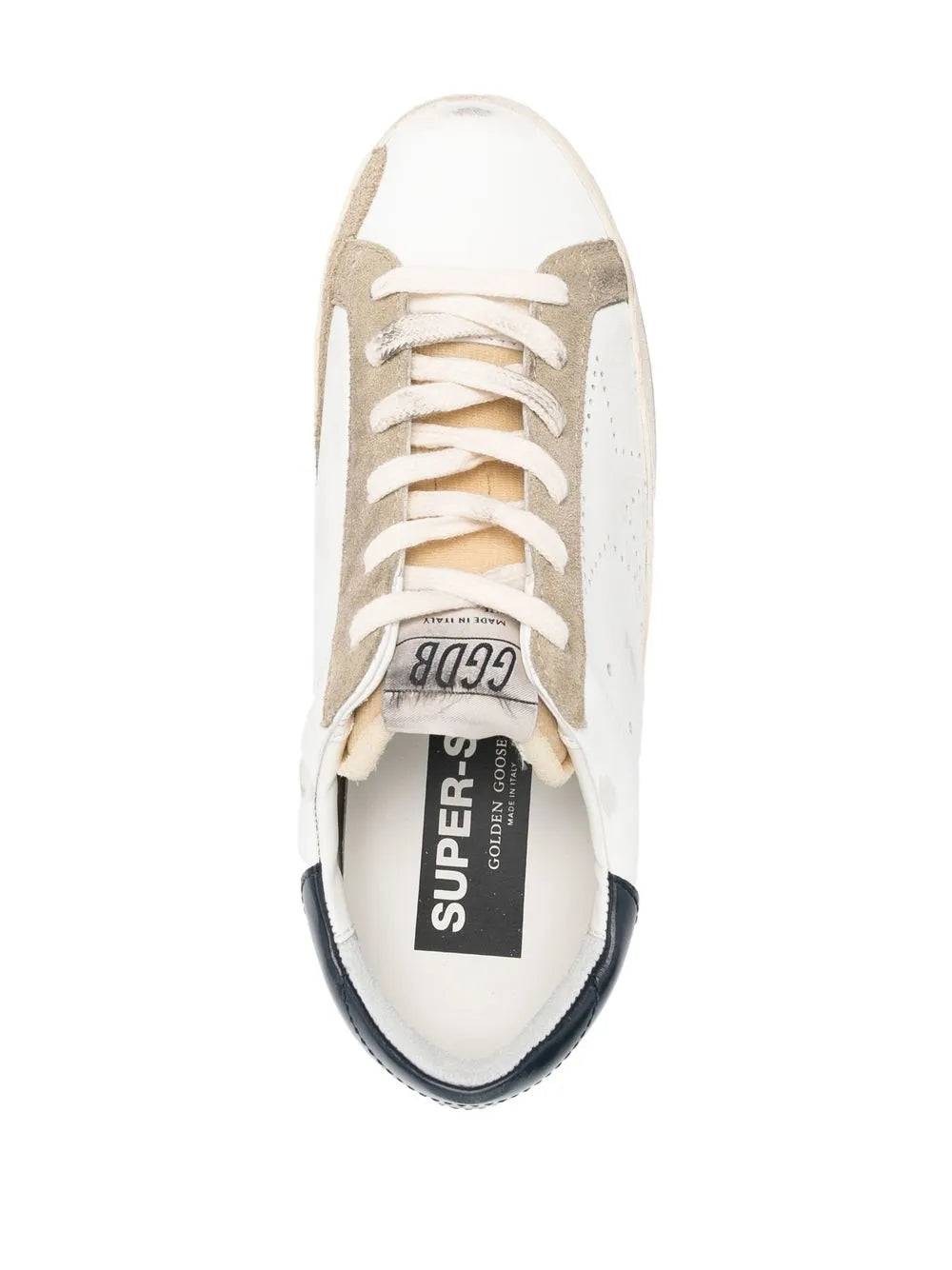 Goose Super-Star sneakers featuring a white leather upper