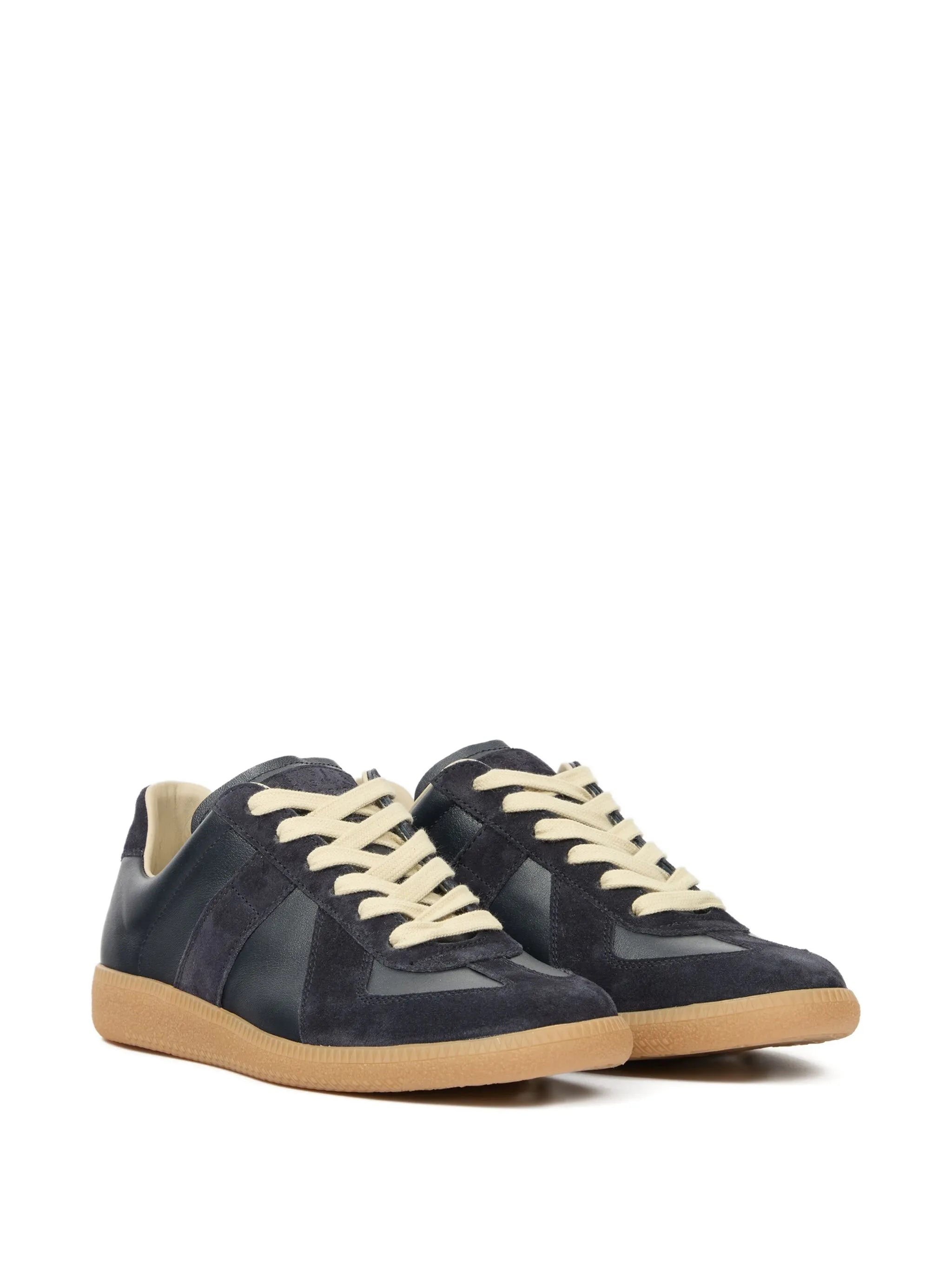 Maison Margiela suede and leather lace-up sneakers black