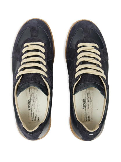 Maison Margiela suede and leather lace-up sneakers black