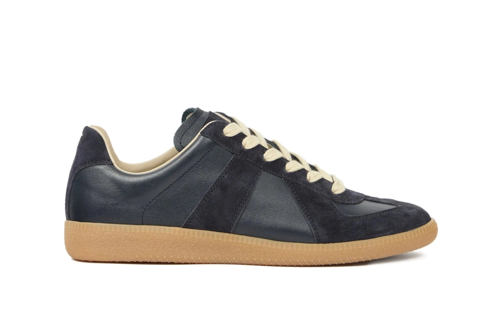 Maison Margiela suede and leather lace-up sneakers black