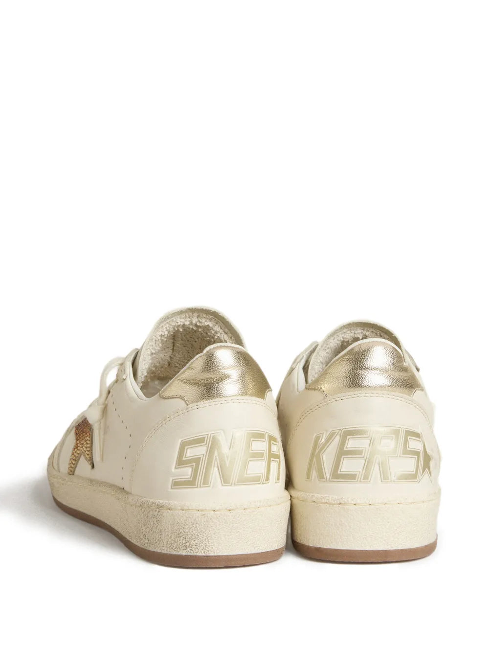 Golden Goose Ball Star sneakers in white leather featuring a crystal