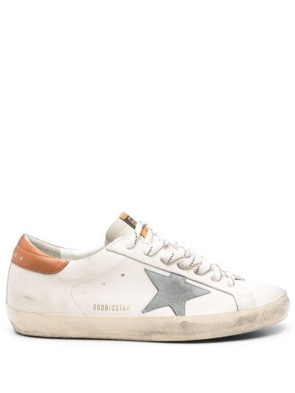 Golden Goose Super-Star sneakers in white leather with a light brown heel tab