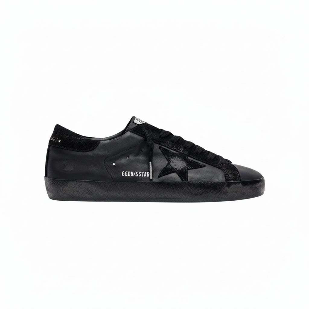 Golden Goose Super Star in Black Nappa With Black Suede Star