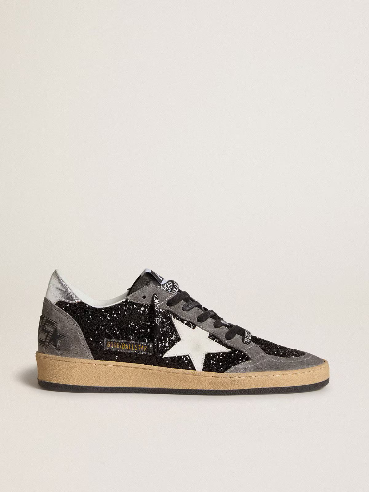 Golden Goose Women's Ball Star in glitter with leather star and metallic leather