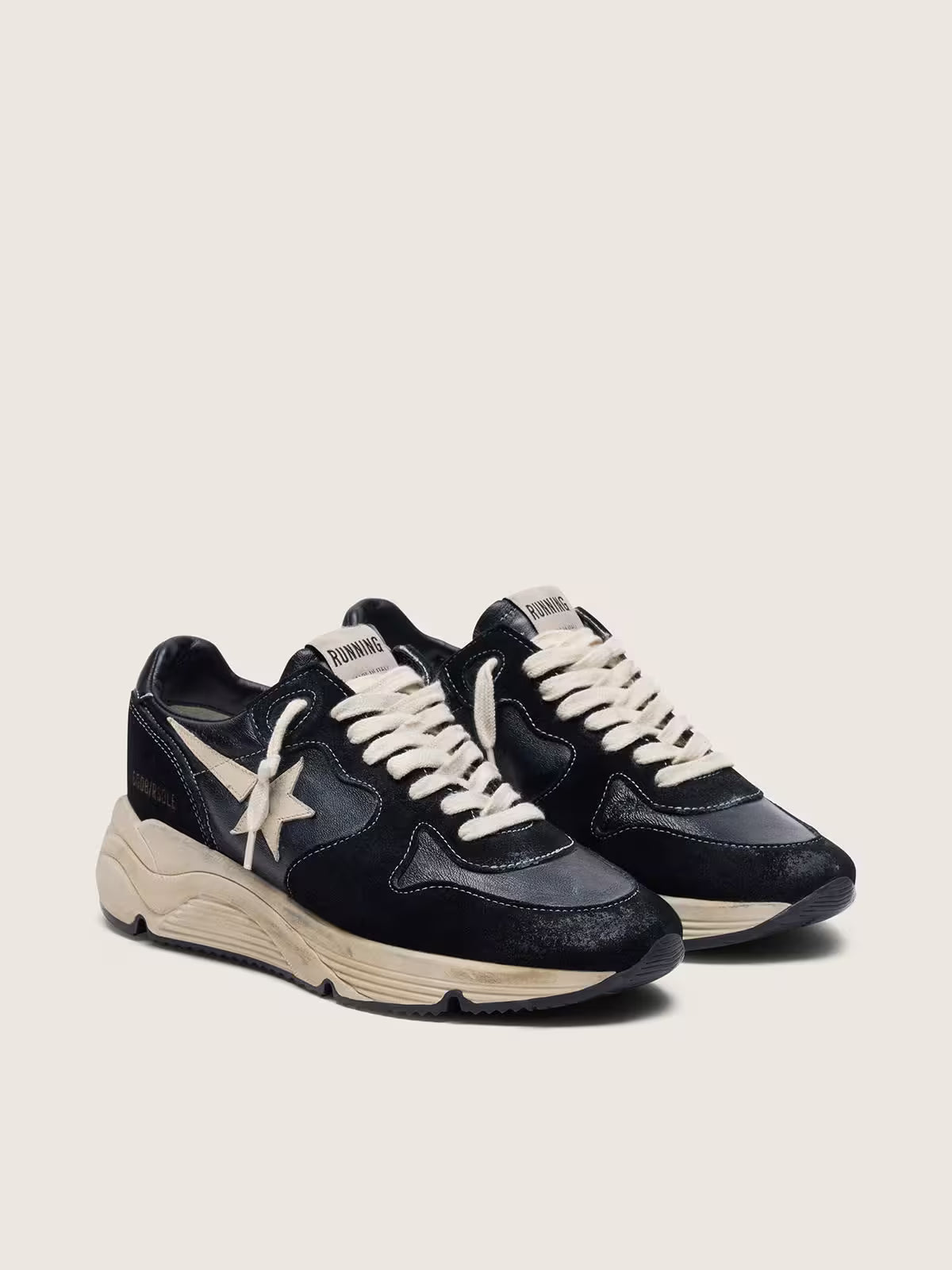 Golden Goose Running Sole sneakers in black nappa and suede leather