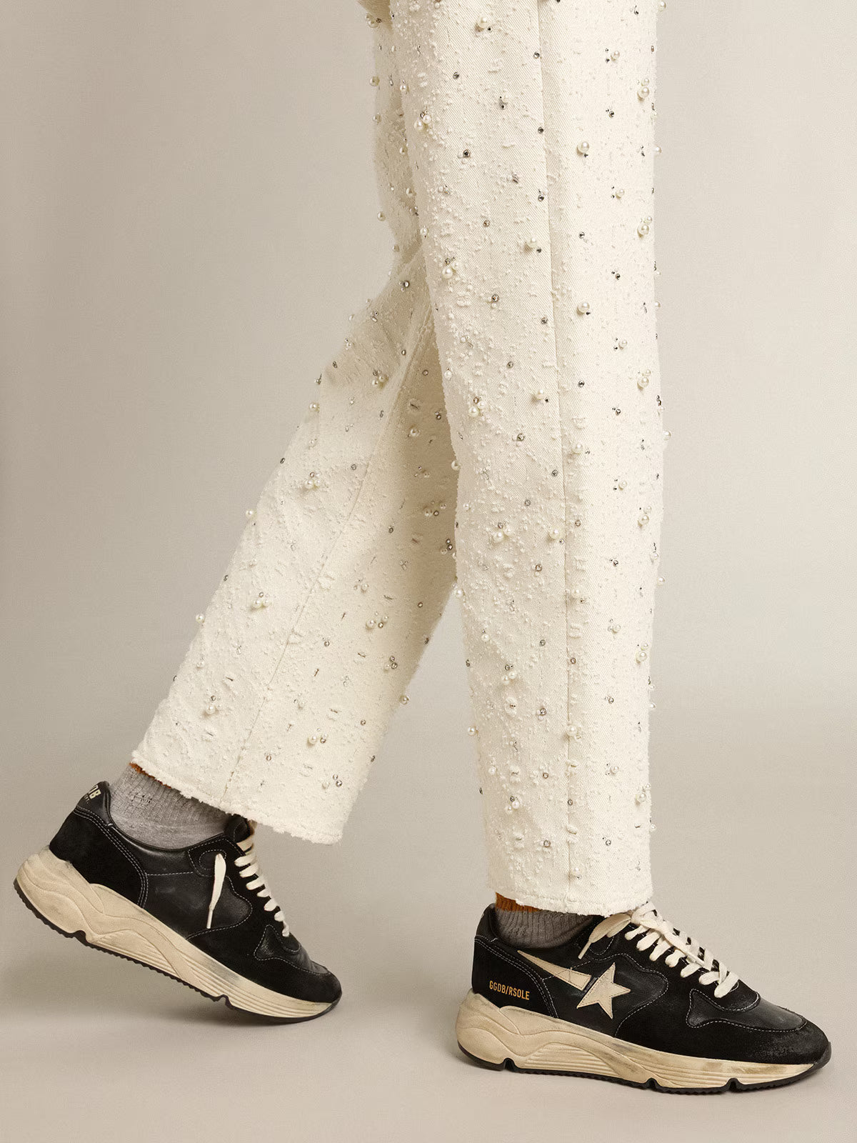 Golden Goose Running Sole sneakers in black nappa and suede leather