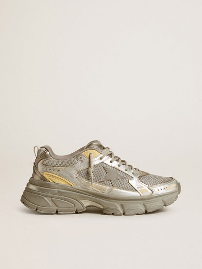 Golden Goose Lightstar sneakers featuring a metallic silver and grey leather