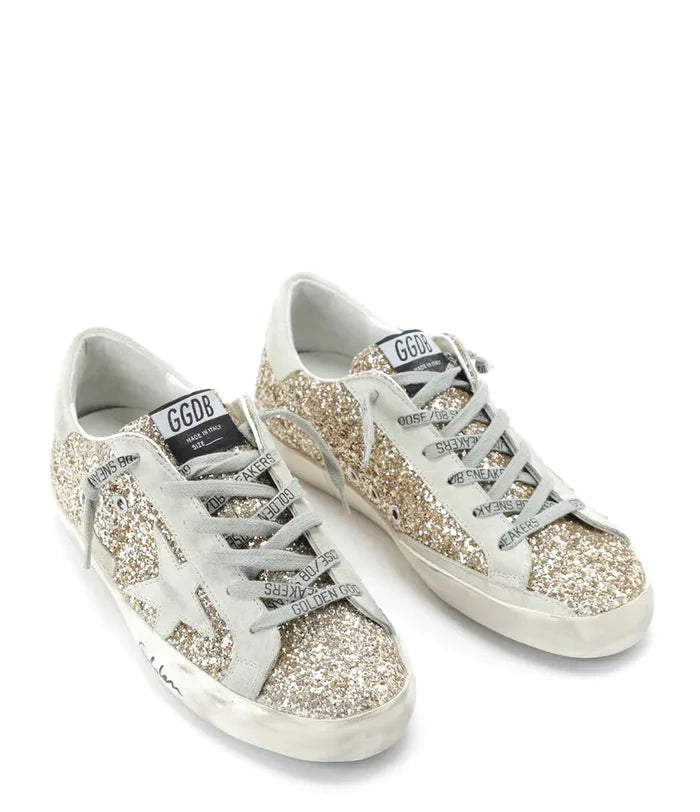Golden Goose Women's Superstar Glitter Low Top Sneakers in gold