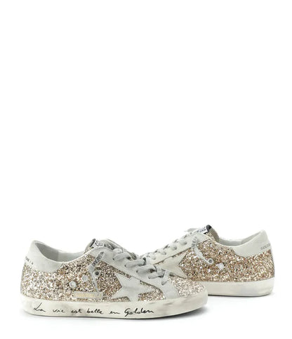 Golden Goose Women's Superstar Glitter Low Top Sneakers in gold