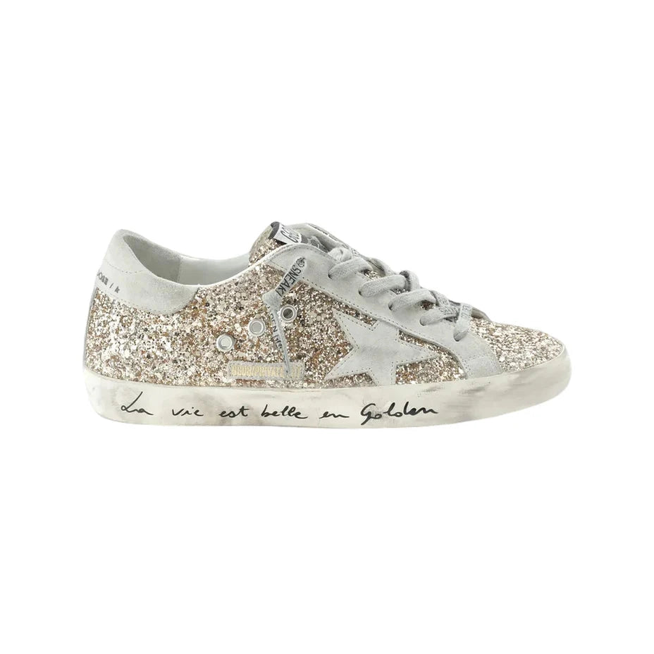 Golden Goose Women's Superstar Glitter Low Top Sneakers in gold