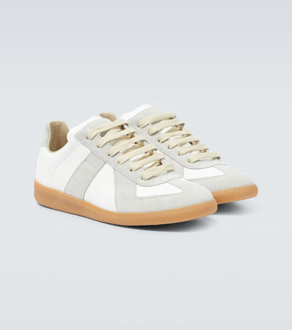 Maison Margiela Replica leather and suede sneakers white