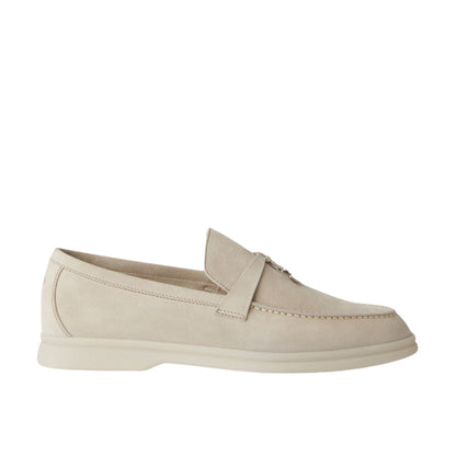 Loro Piana Summer Charms Walk Loafer Suede Calfskin Powder Pearl