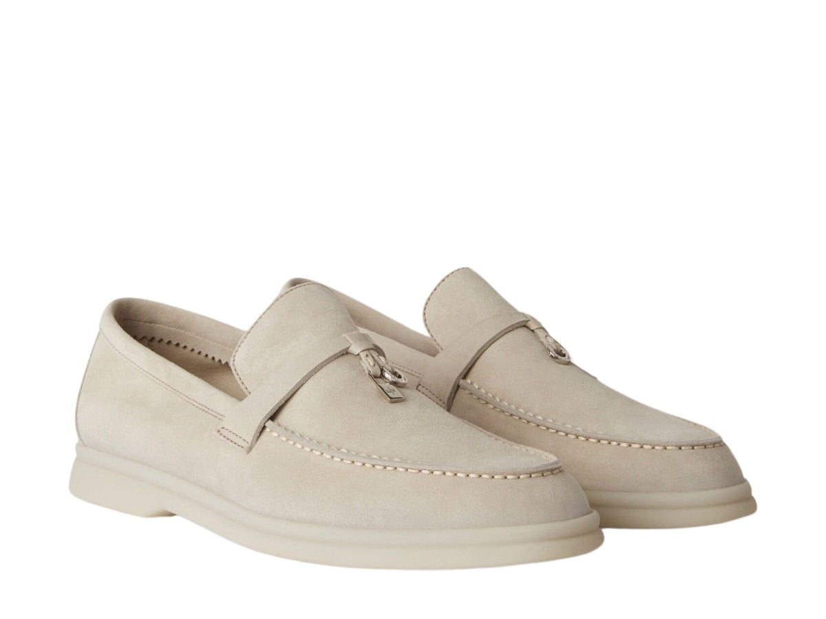 Loro Piana Summer Charms Walk Loafer Suede Calfskin Powder Pearl