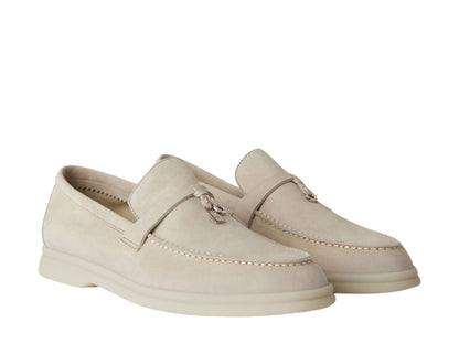 Loro Piana Summer Charms Walk Loafer Suede Calfskin Powder Pearl