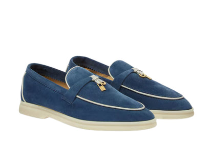 Loro Piana Summer Charms Walk Loafer Suede Ocean Heart