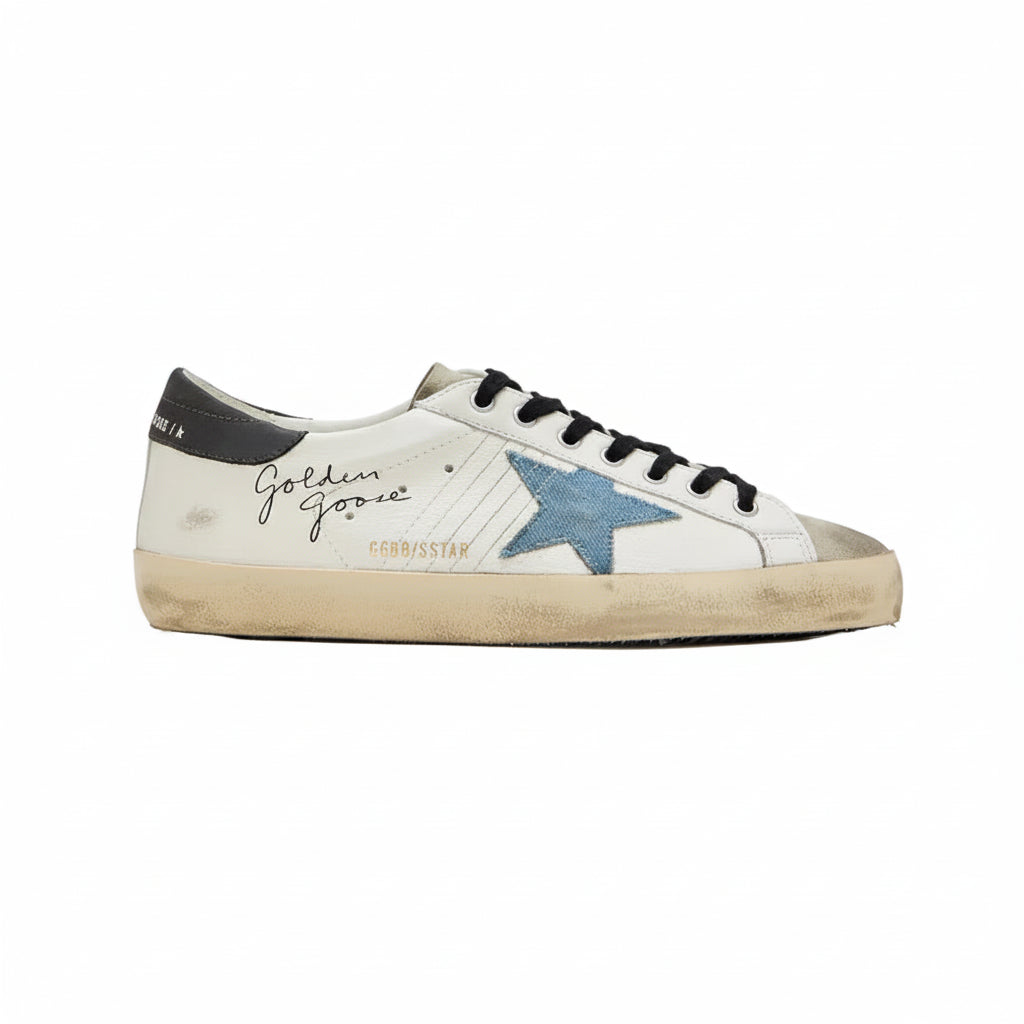 Golden Goose Super-Star with a light blue suede star