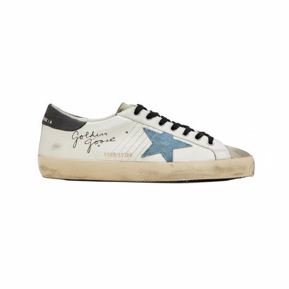 Golden Goose Super-Star with a light blue suede star