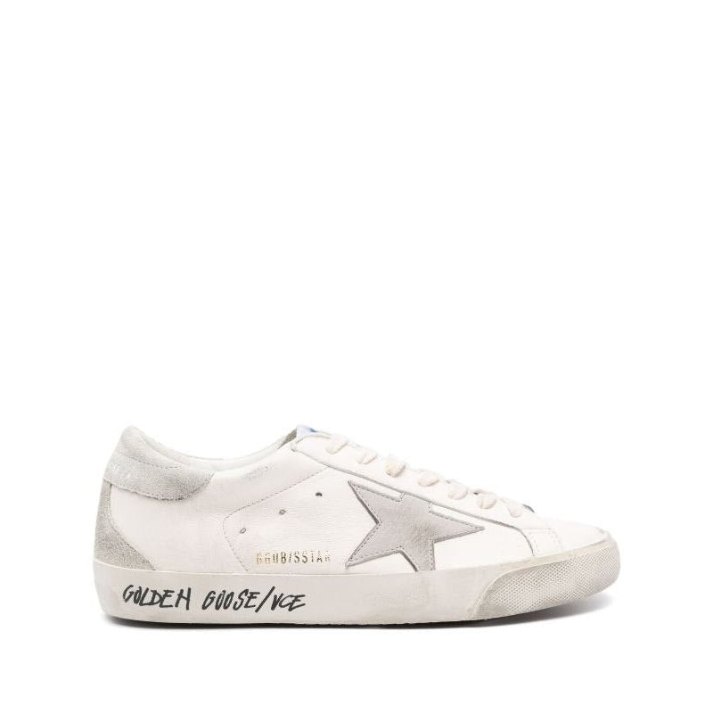 Golden Goose Super-Star Classic Sneakers in white leather with an ice-gray suede star and heel tab