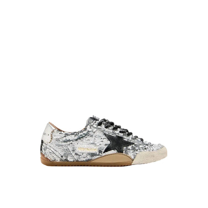 Golden Goose True-Star in silver sequins with black star