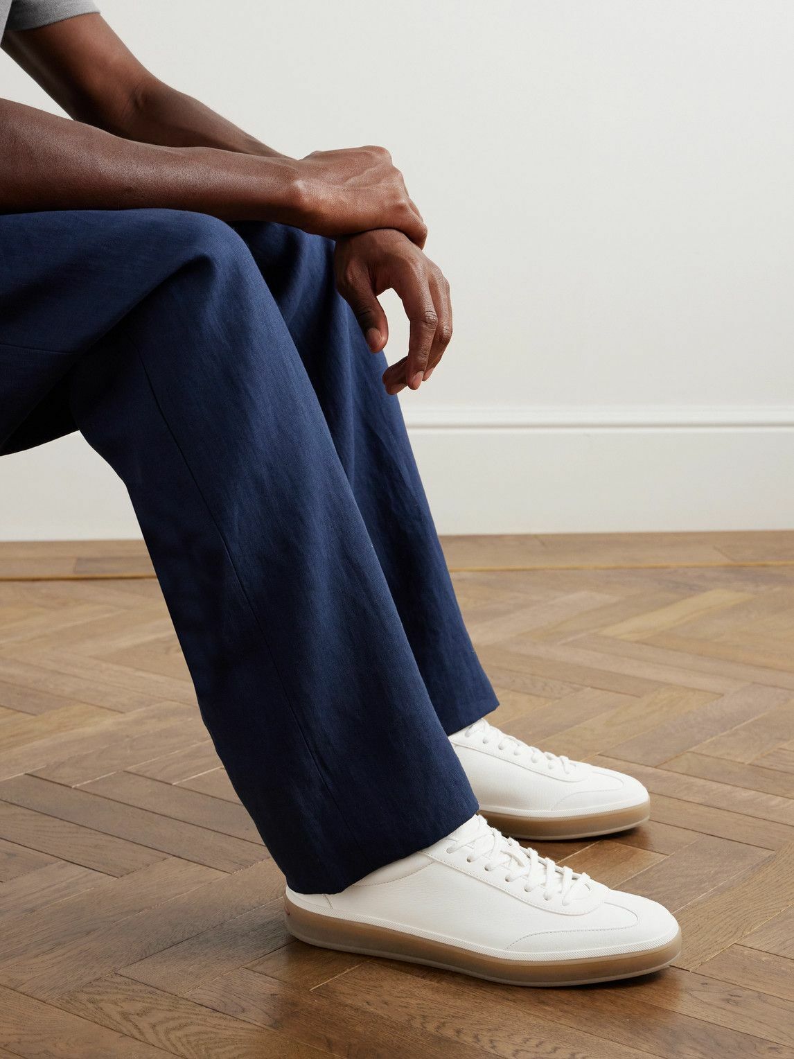Loro Piana - Tennis Walk Suede-Trimmed Leather Sneakers - Neutrals
